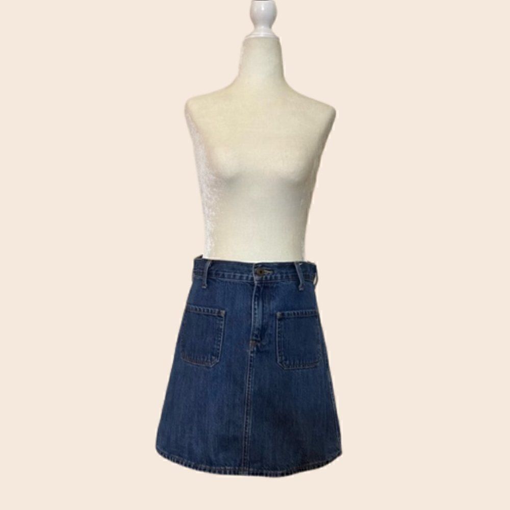 Lucky Brand Denim High Waisted A-line Jean Mini Skirt with front pockets size 2